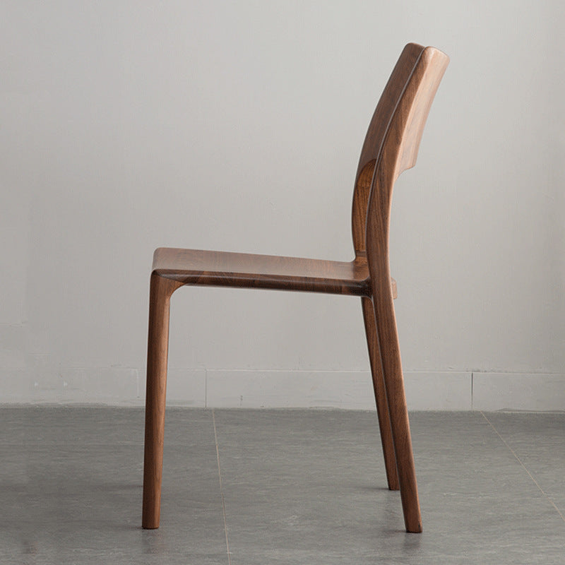 Solid Wood Dining Chair – Modern Walnut Minimalist Chair