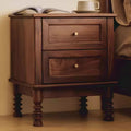 Solid Wood Nightstand with 2 Drawers – Vintage Walnut Bedside Table