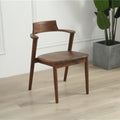 Solid Wood Dining Chair with Armrests – Modern Walnut Accent Chair