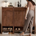 Solid Wood Storage Cabinet with Drawers – Walnut Shoe Cabinet Organizer