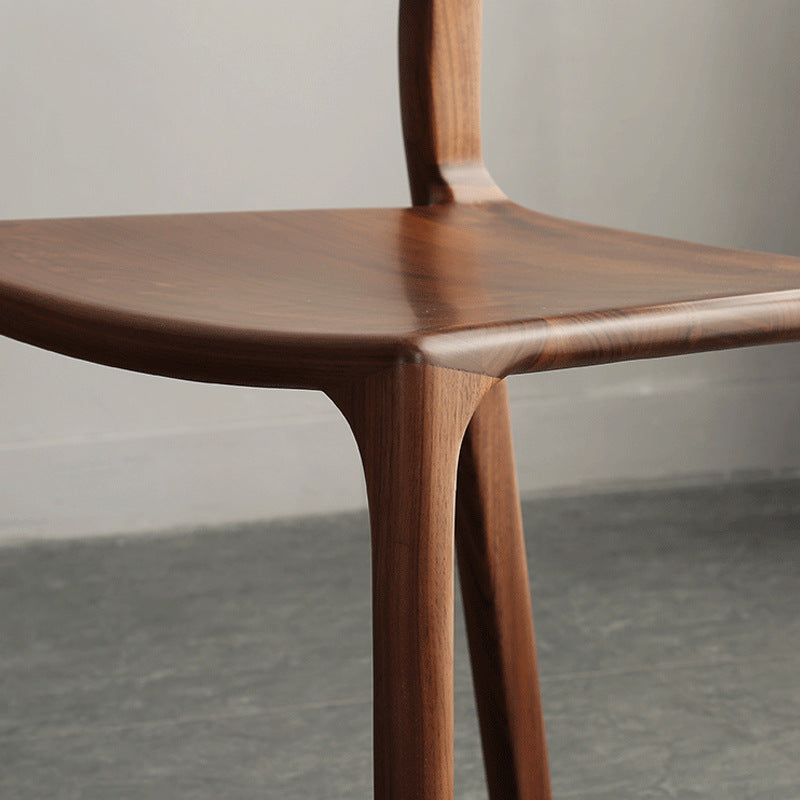 Solid Wood Dining Chair – Modern Walnut Minimalist Chair