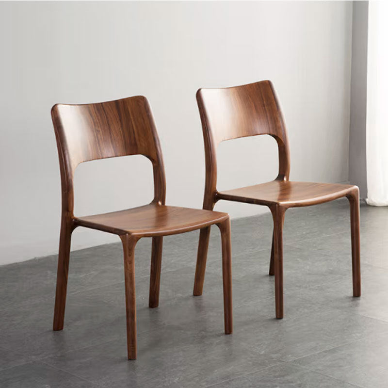 Solid Wood Dining Chair – Modern Walnut Minimalist Chair