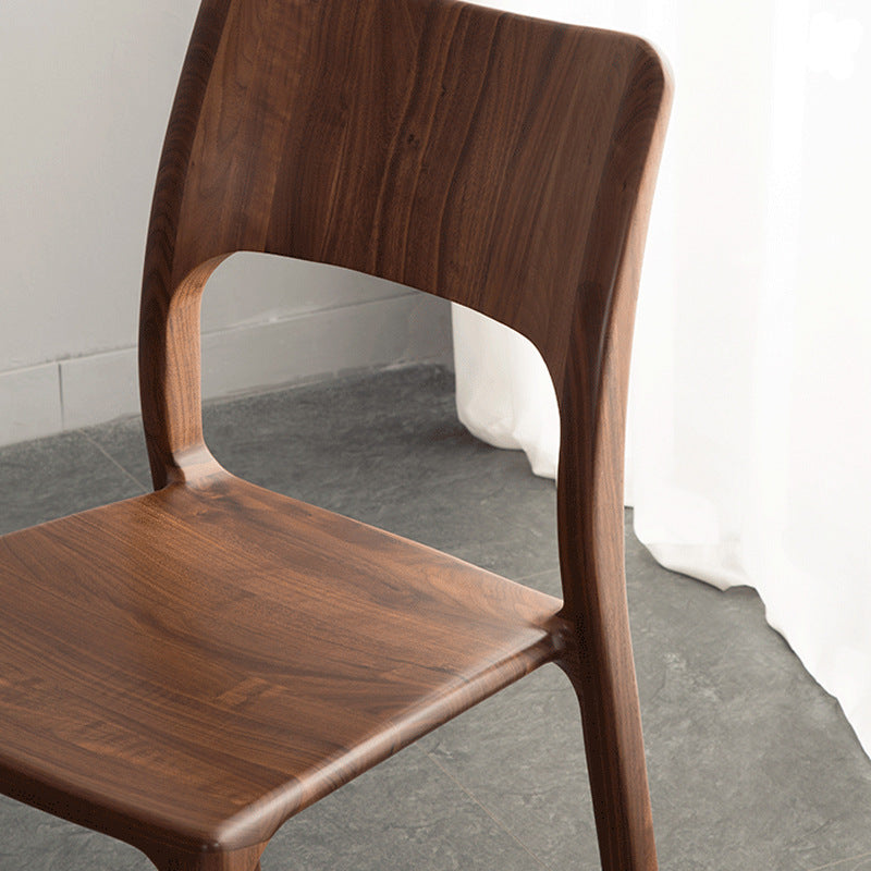 Solid Wood Dining Chair – Modern Walnut Minimalist Chair